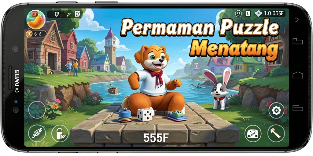 Screenshot gameplay 555F menampilkan tantangan puzzle yang menarik.