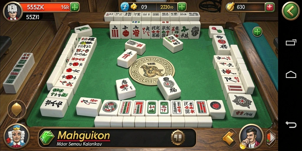 Screenshot gameplay <strong>555ZK</strong> menampilkan aksi seru permainan Mahjong.