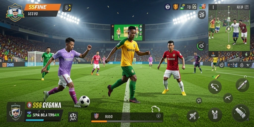 Gameplay menegangkan saat bertanding di lapangan sepak bola.