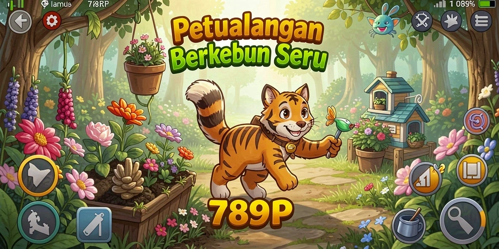 Screenshot gameplay menampilkan aktivitas berkebun dalam 789RP.