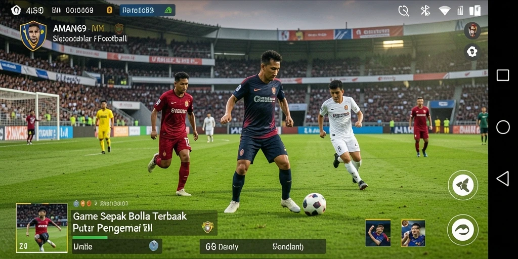 Screenshot utama AMAN69 menampilkan aksi sepak bola yang mendebarkan.