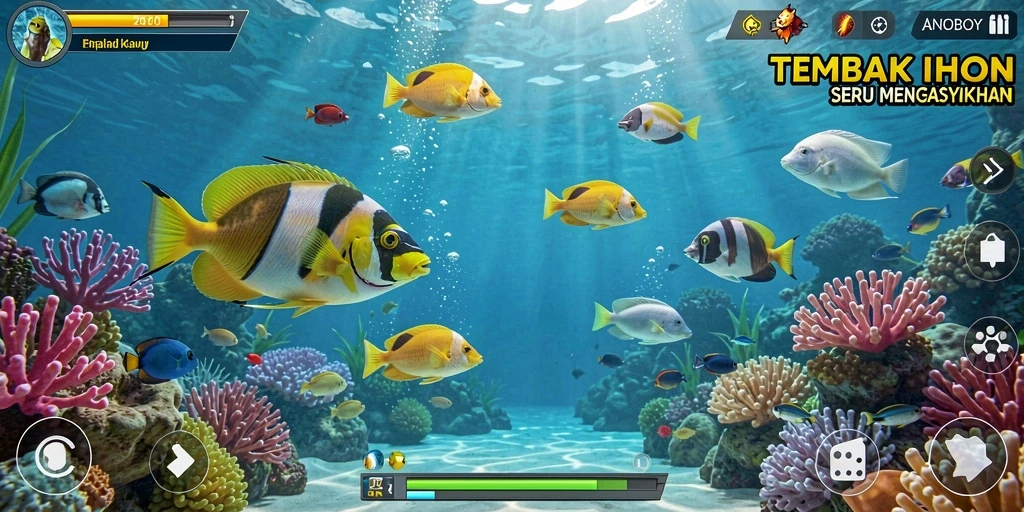 Tampilan menarik gameplay Tembak Ikan ANOBOY yang seru.