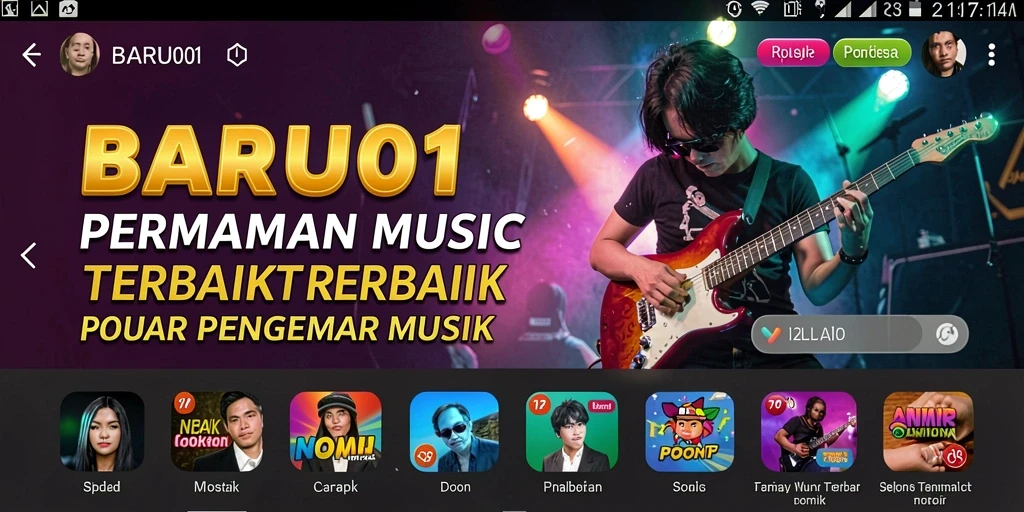 Tampilan gameplay menarik dari BARU01 dengan antarmuka musik interaktif.