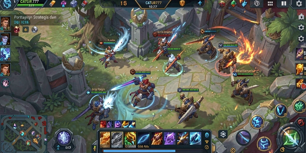 Screenshot gameplay dari <strong>CATUR777</strong> menunjukkan aksi pertarungan yang seru.