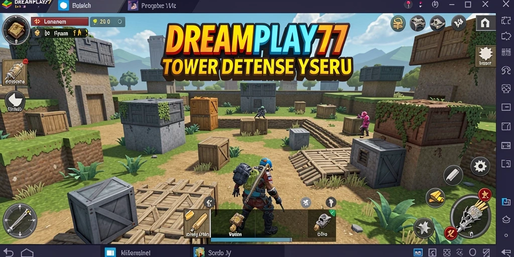 Screenshot gameplay <strong>DREAMPLAY77</strong> menunjukkan momen intens dalam Tower Defense.
