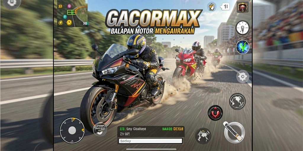 Tampilan gameplay GACORMAX yang memukau dalam balapan motor.