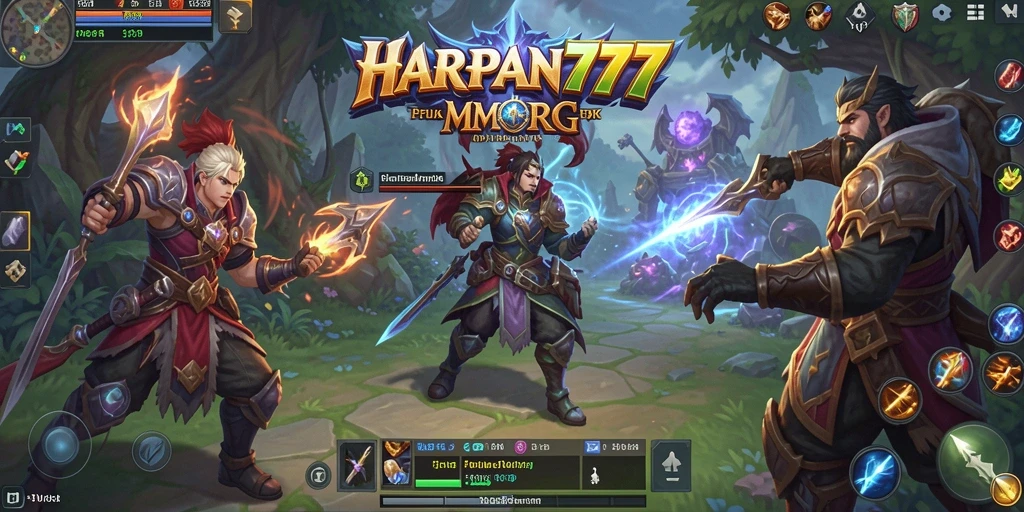 Screenshot gameplay HARAPAN777 menampilkan adegan pertempuran seru dengan monster dalam dunia MMORPG.