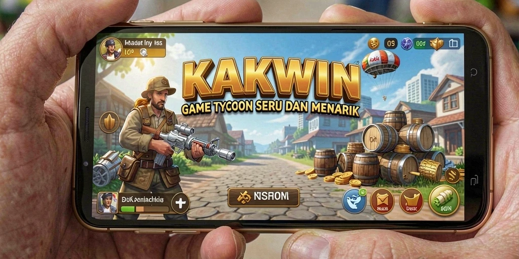 Screenshot gameplay KAKWIN menampilkan momen seru dalam mengelola bisnis.