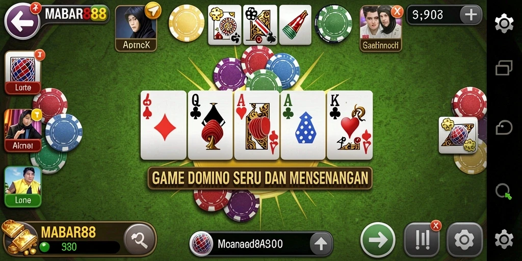 Tampilan gameplay seru di MABAR88 dengan fitur domino yang menarik.