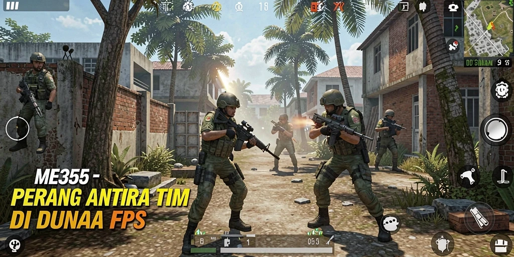 Screenshot menampilkan aksi seru dalam game FPS ME355.