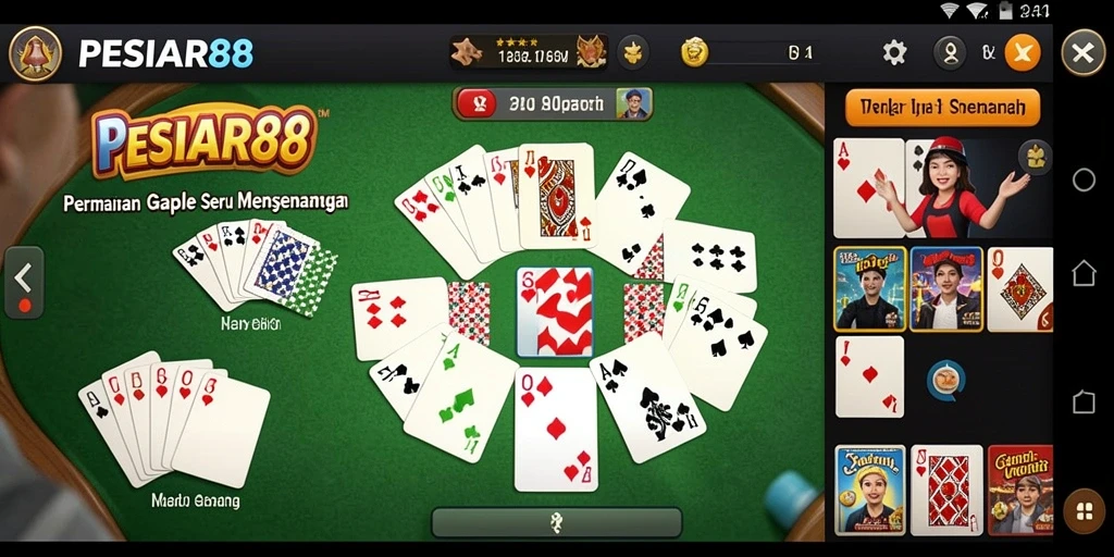 Tampilan gameplay seru pada PESIAR88 saat bermain Gaple.