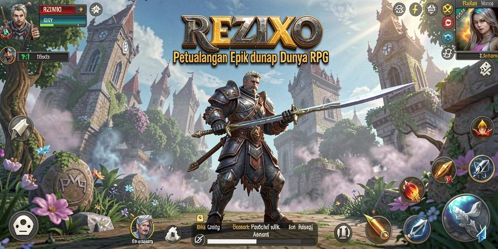 Tampilan gameplay seru dalam REZIXO yang penuh strategi RPG.