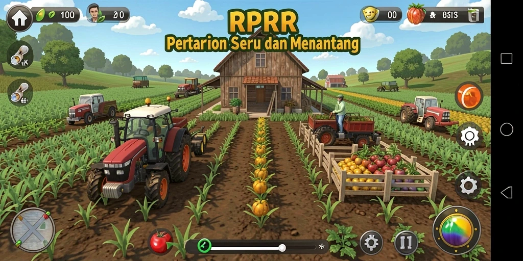 Screenshot gameplay RPRR menampilkan aktivitas pertanian yang menarik.