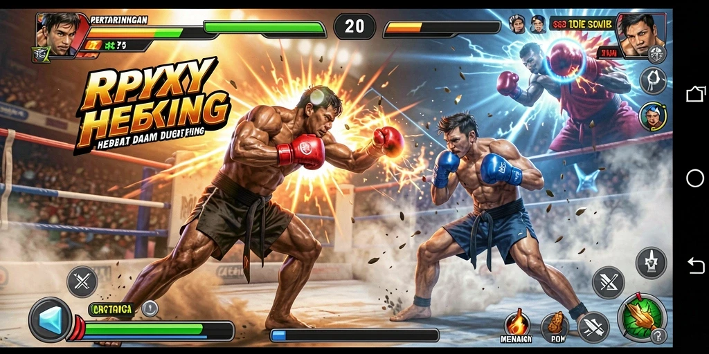 Screenshot RPYYY menampilkan aksi pertarungan karakter yang dinamis.