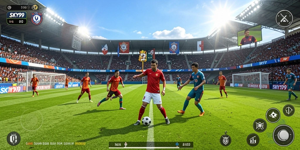 Tampilan gameplay <strong>SKY99</strong> yang mendebarkan dalam aksi sepak bola.