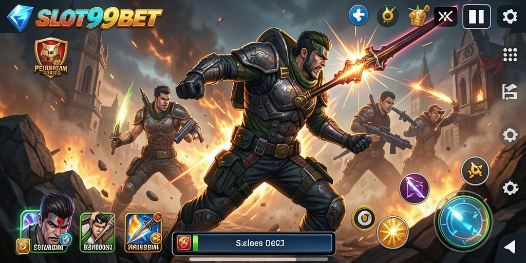 Tampilan gameplay menegangkan dalam SLOT99BET yang penuh aksi.