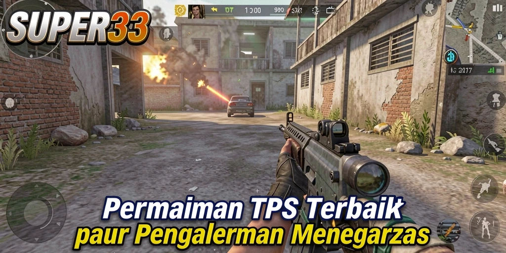 Screenshot gameplay SUPER33 yang menunjukkan adegan pertempuran seru.