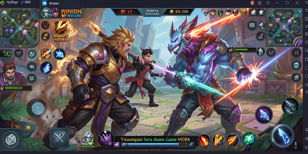 Gameplay seru dalam WINIDN MOBA dengan pertarungan intens.